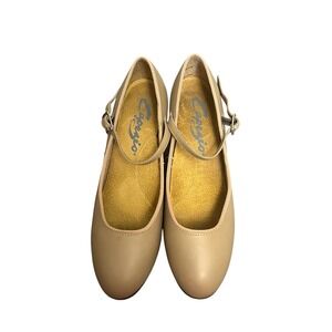 Capezio Tele Tone Tap Shoes Womens 5M Tan Leather Character Dance Shoes